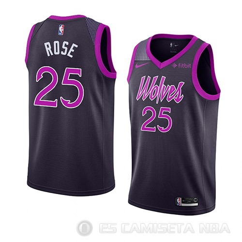 Camiseta Derrick Rose #25 Minnesota Timberwolves Ciudad 2018-19 Violeta - Haga un click en la imagen para cerrar
